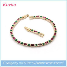 Vintage emerald and amethyst gemstone bracelets square and round shape gold plated 18k jewellery for ladies